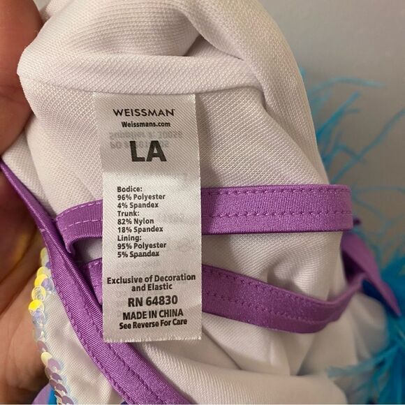 Weissman Dance Costume sassy feather sequin We Are Family 11495 Adult LA, MA - Picture 10 of 15